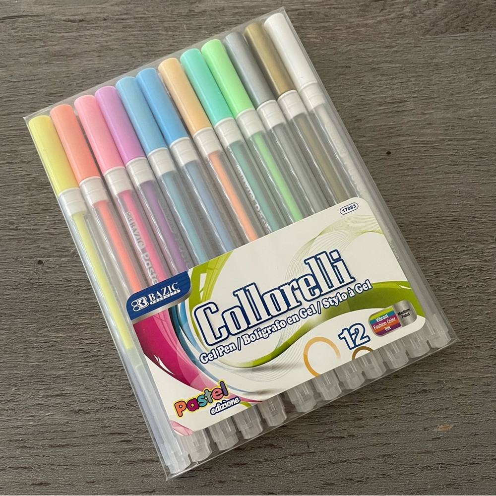 Colored Gel Pen Set - 12 Assorted Colors